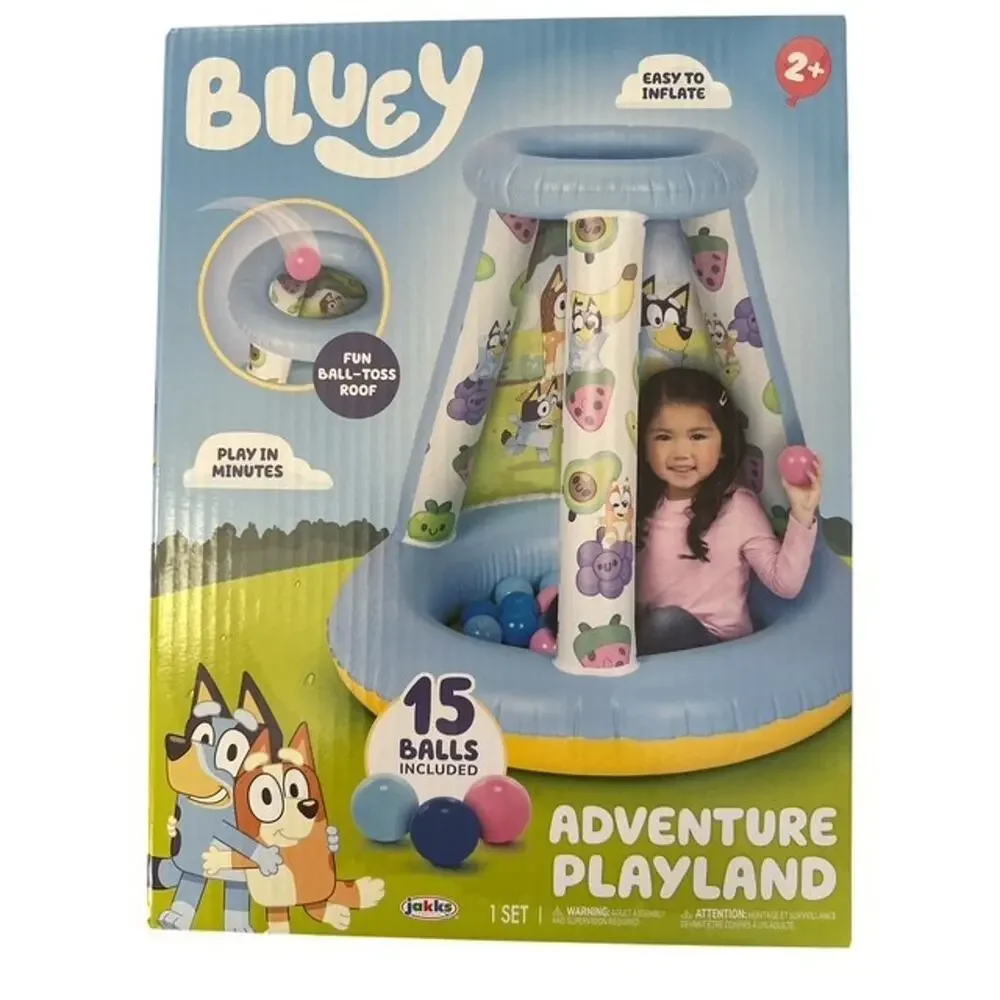 Bluey Adventure Playland Ball Pit Inflate with 15 Balls Toddler Ball Toss Roof